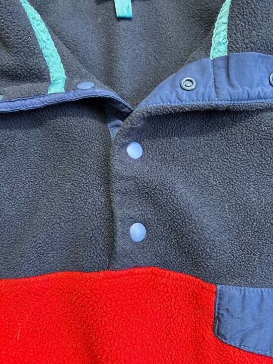 Patagonia Men's Synchilla Snap-T Fleece Pullover Red and Navy Colorblock - Picture 5 of 7